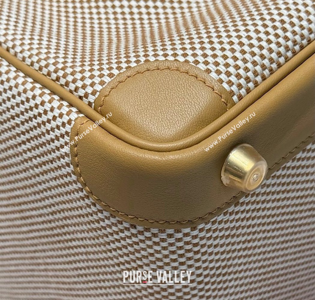 Hermes Birkin 25cm Bag in Waffle Pattern Canvas and Swift Calfskin with Gold Hardware Milk Tea Beige 2025 (Half Handmade) (FL-25