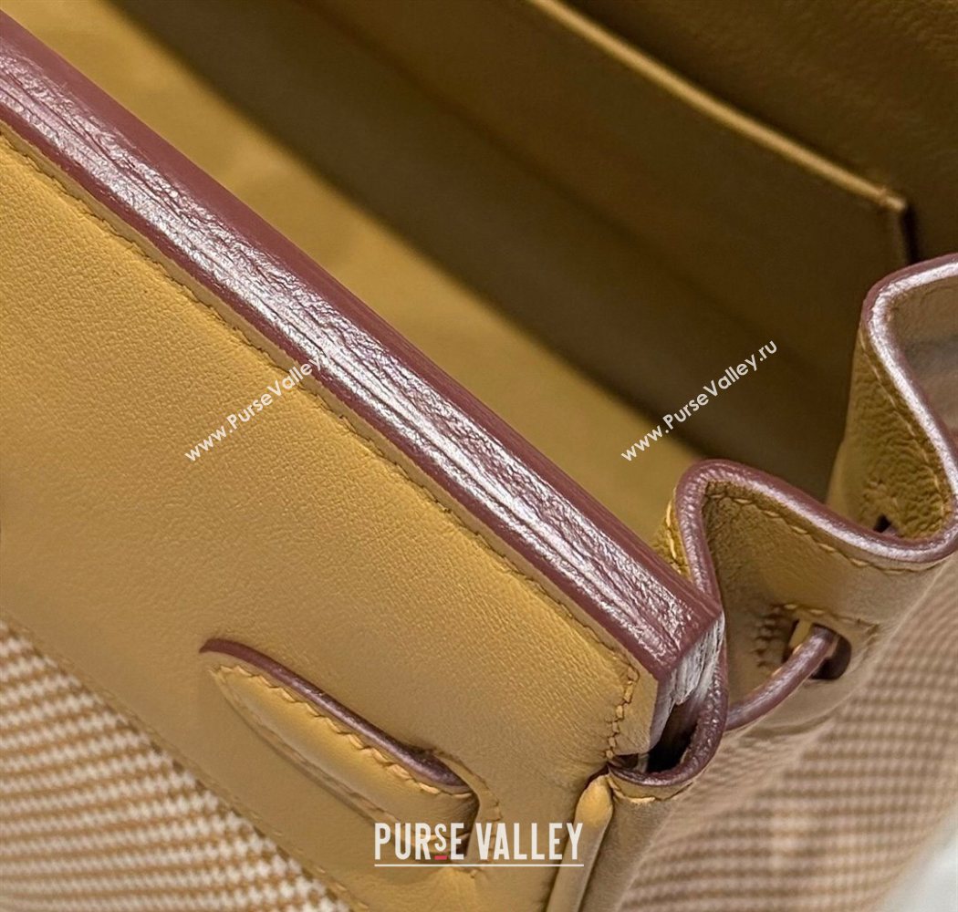 Hermes Birkin 25cm Bag in Waffle Pattern Canvas and Swift Calfskin with Gold Hardware Milk Tea Beige 2025 (Half Handmade) (FL-25