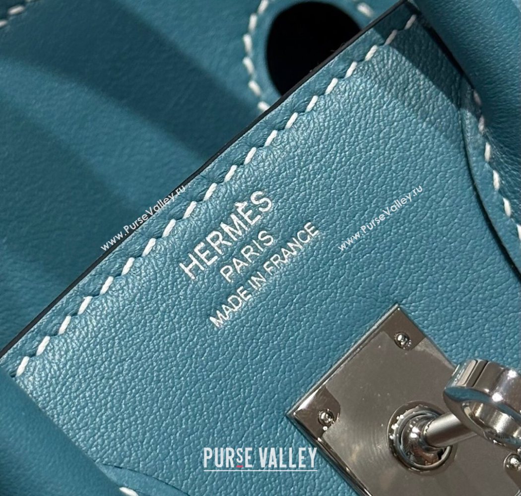 Hermes Birkin 25cm Bag in Canvas and Swift Calfskin with Silver Hardware Denim Blue 2025 (Half Handmade) (FL-250701085)