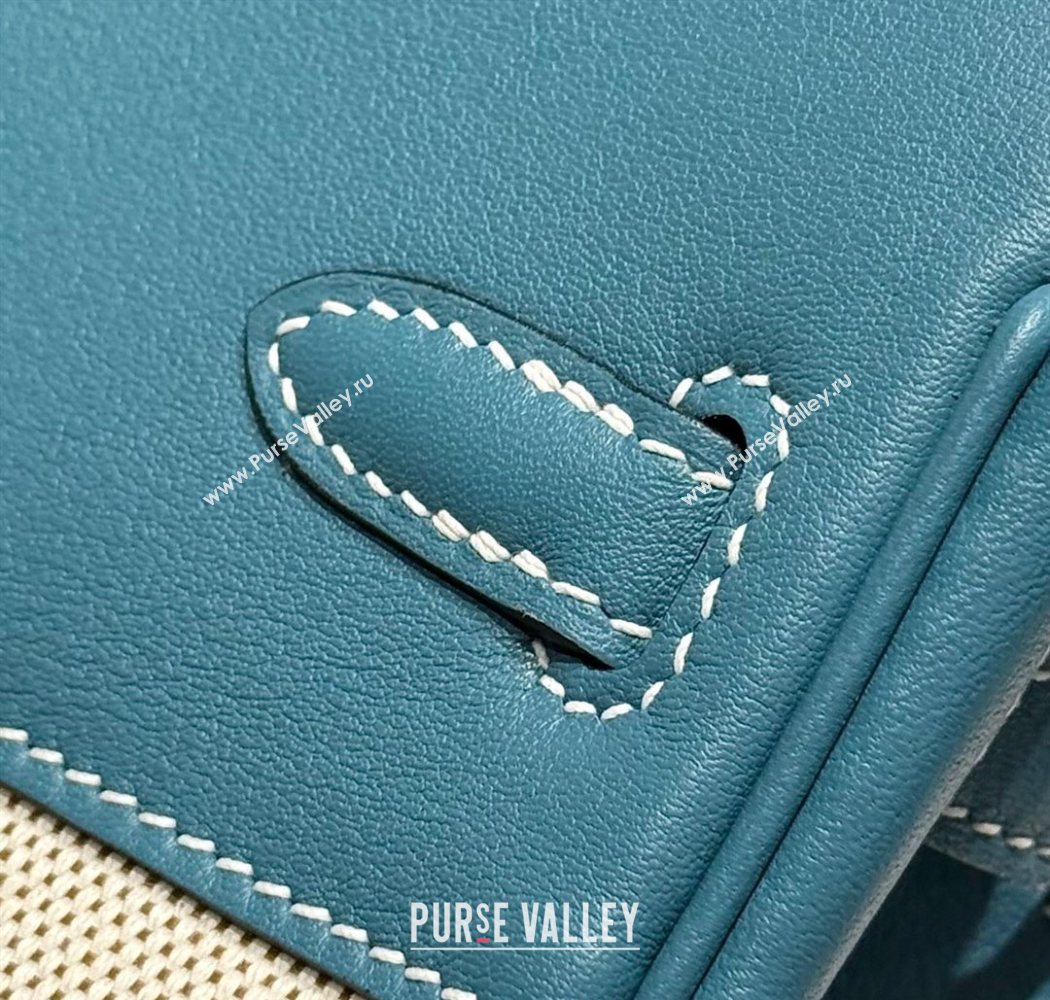 Hermes Birkin 25cm Bag in Canvas and Swift Calfskin with Silver Hardware Denim Blue 2025 (Half Handmade) (FL-250701085)