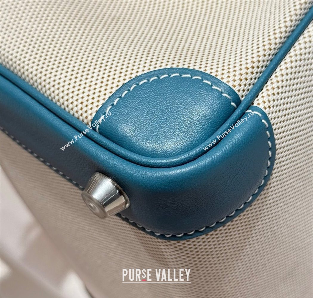 Hermes Birkin 25cm Bag in Canvas and Swift Calfskin with Silver Hardware Denim Blue 2025 (Half Handmade) (FL-250701085)