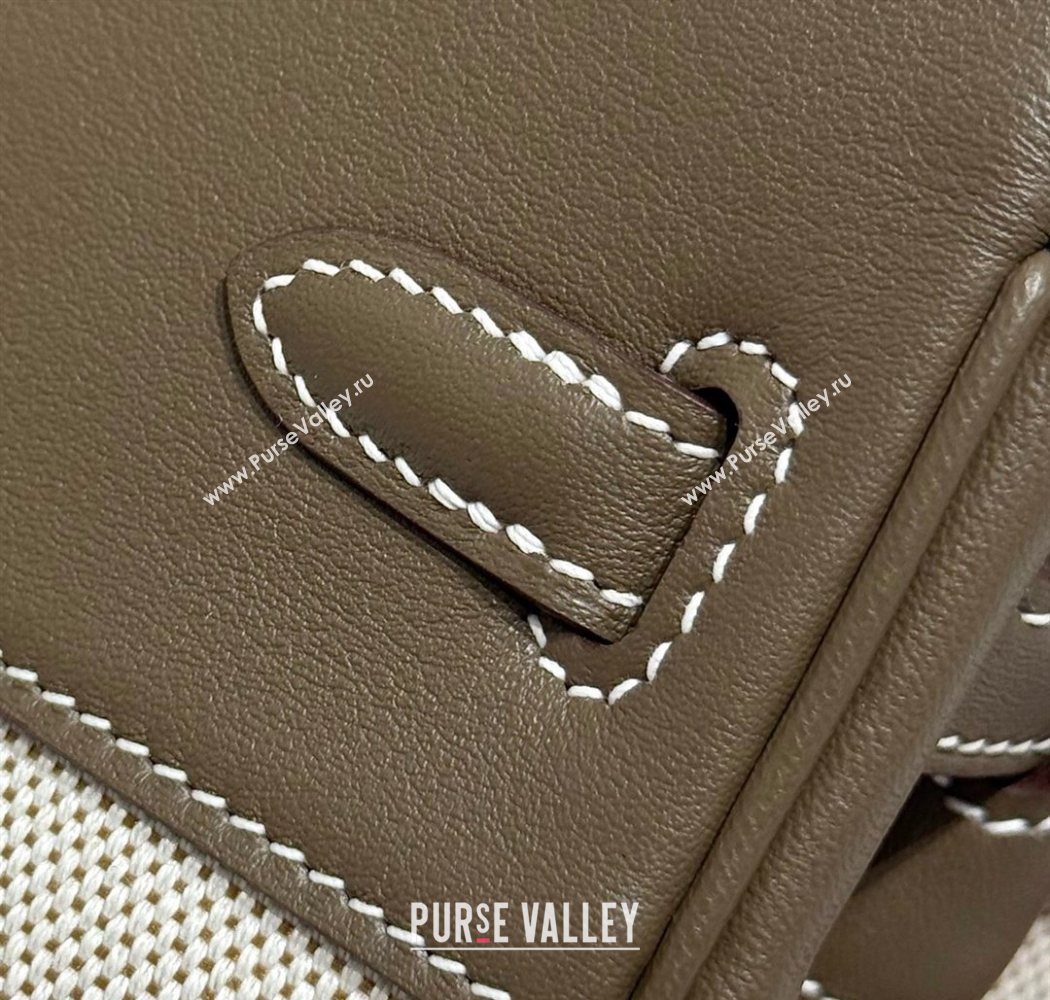 Hermes Birkin 25cm Bag in Canvas and Swift Calfskin with Silver Hardware Elephant Grey 2025 (Half Handmade) (FL-250701086)