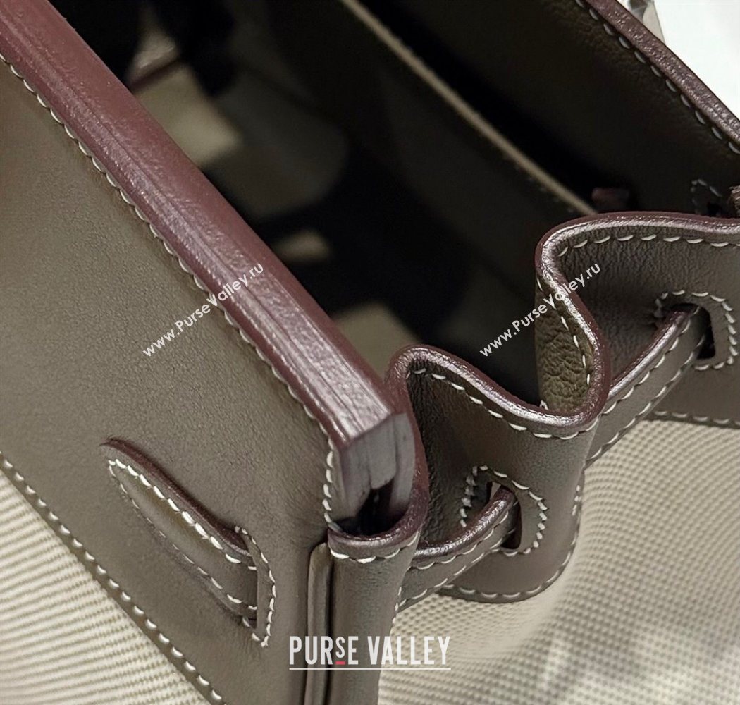 Hermes Birkin 25cm Bag in Canvas and Swift Calfskin with Silver Hardware Elephant Grey 2025 (Half Handmade) (FL-250701086)