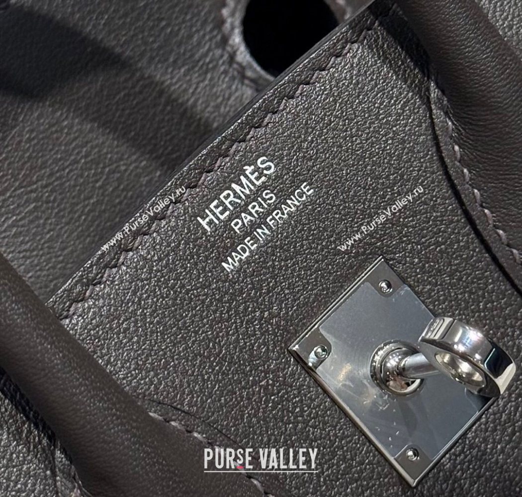 Hermes Birkin 25cm Bag in Canvas and Swift Calfskin with Silver Hardware Ebony 2025 (Half Handmade) (FL-250701087)