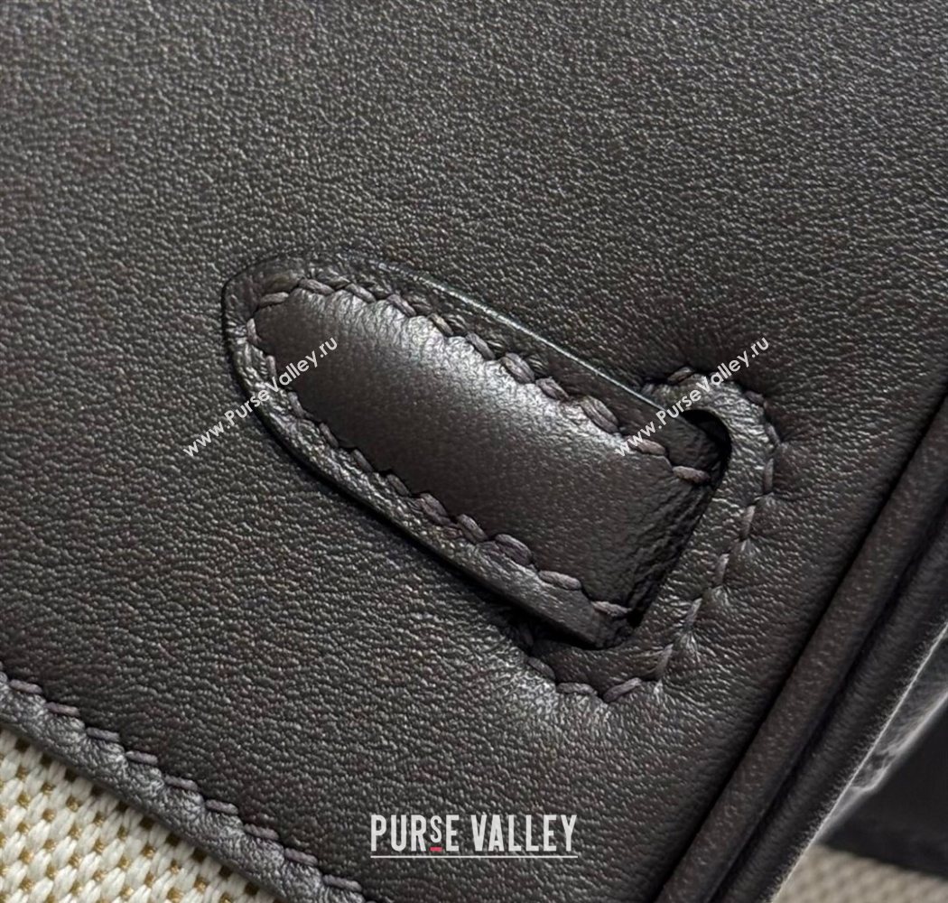 Hermes Birkin 25cm Bag in Canvas and Swift Calfskin with Silver Hardware Ebony 2025 (Half Handmade) (FL-250701087)