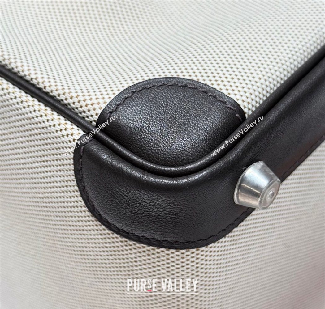 Hermes Birkin 25cm Bag in Canvas and Swift Calfskin with Silver Hardware Ebony 2025 (Half Handmade) (FL-250701087)