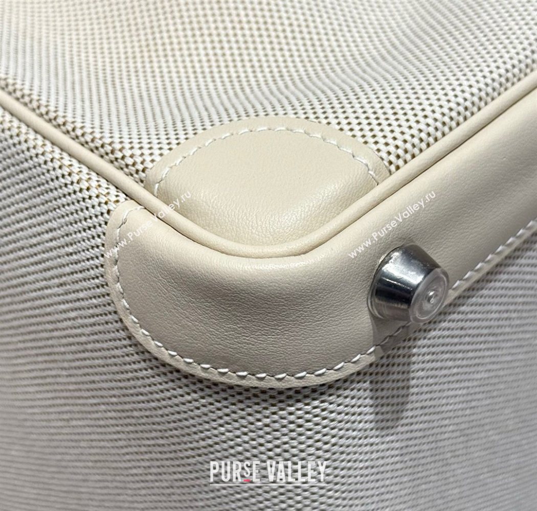 Hermes Birkin 25cm Bag in Canvas and Swift Calfskin with Silver Hardware Milk Shake White 2025 (Half Handmade) (FL-250701088)