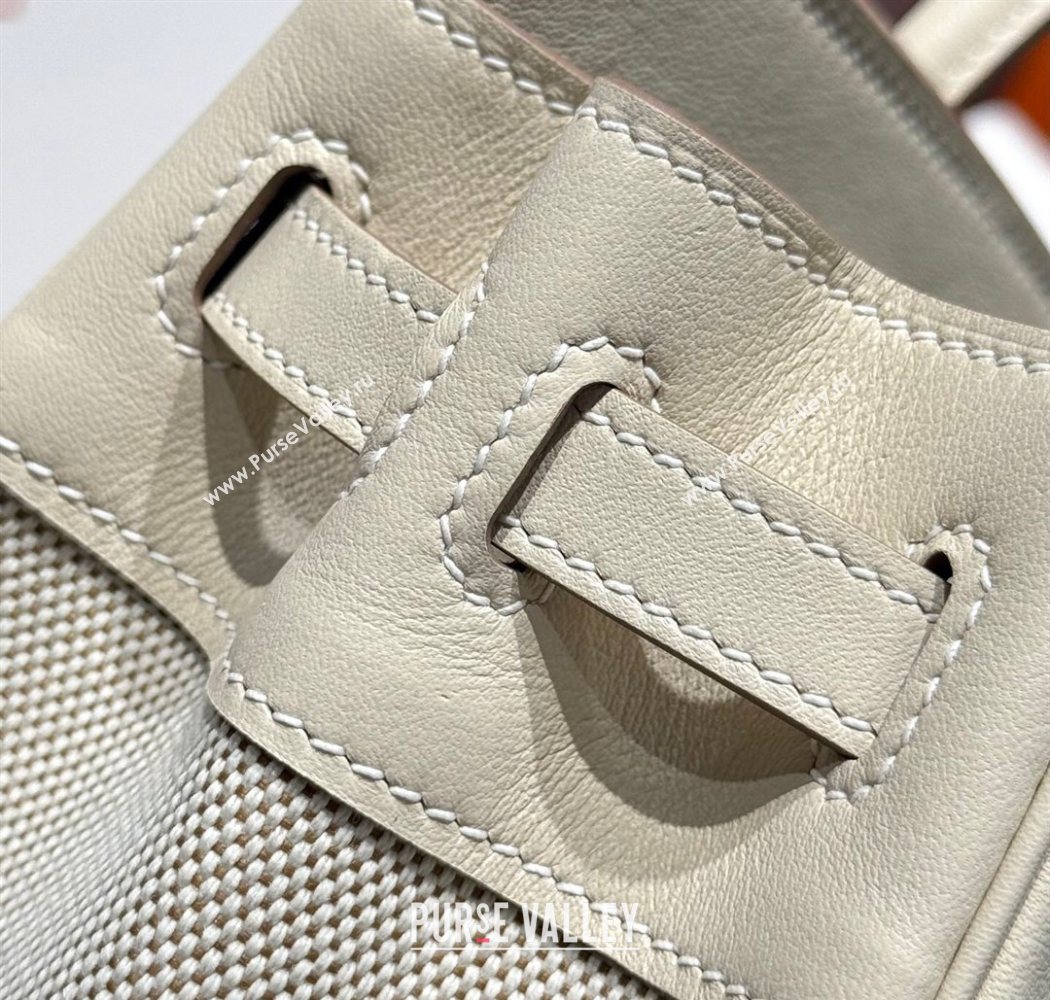 Hermes Birkin 25cm Bag in Canvas and Swift Calfskin with Silver Hardware Milk Shake White 2025 (Half Handmade) (FL-250701088)