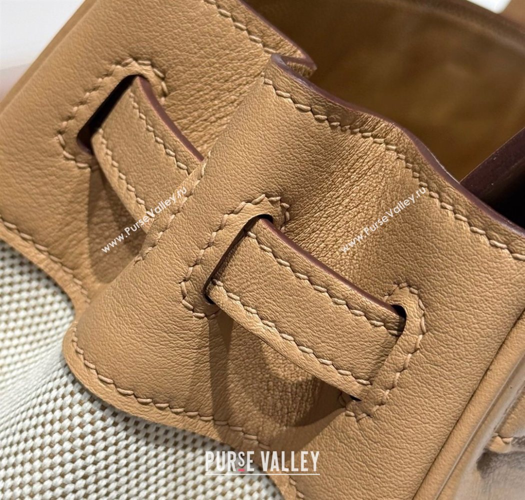 Hermes Birkin 25cm Bag in Canvas and Swift Calfskin with Silver Hardware Milk Tea Beige 2025 (Half Handmade) (FL-250701089)