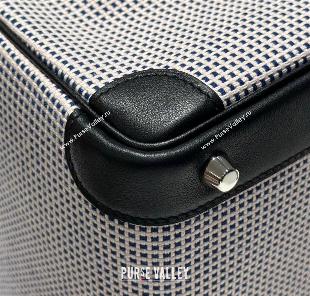 Hermes Birkin 25cm Bag in Waffle Pattern Canvas and Swift Calfskin with Silver Hardware Black/Pale Pink 2025 (Half Handmade) (FL