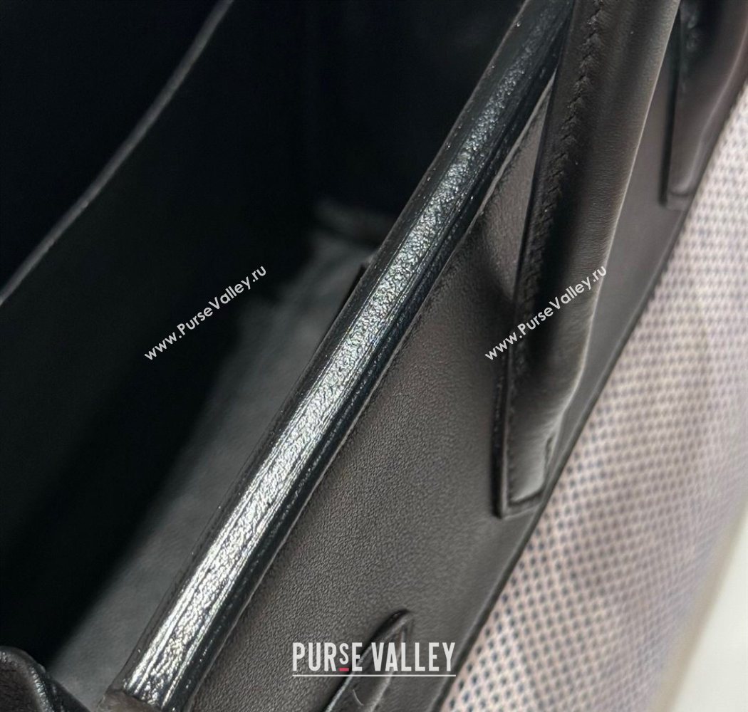 Hermes Birkin 25cm Bag in Waffle Pattern Canvas and Swift Calfskin with Silver Hardware Black/Pale Pink 2025 (Half Handmade) (FL