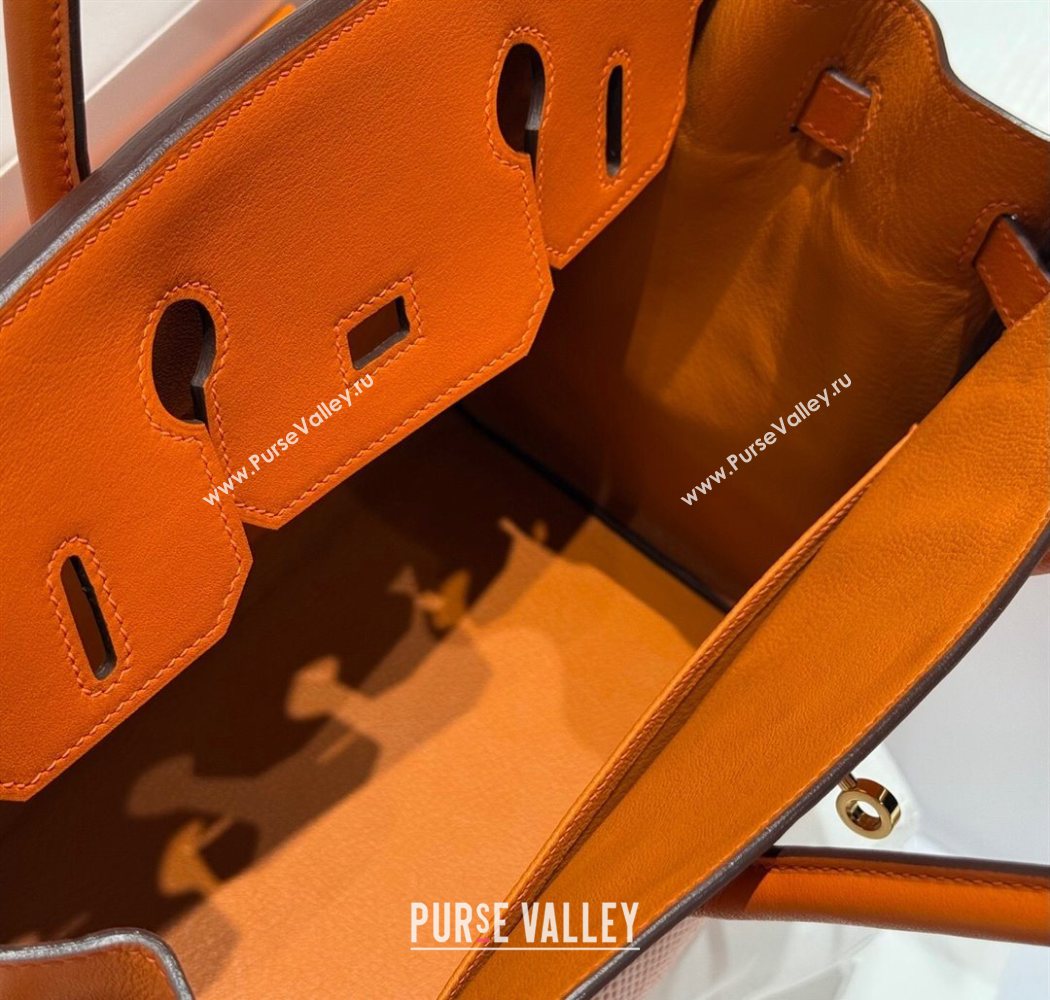 Hermes Birkin 30cm Bag in Waffle Pattern Canvas and Swift Calfskin with Gold Hardware Orange 2025 (Half Handmade) (FL-250701070)