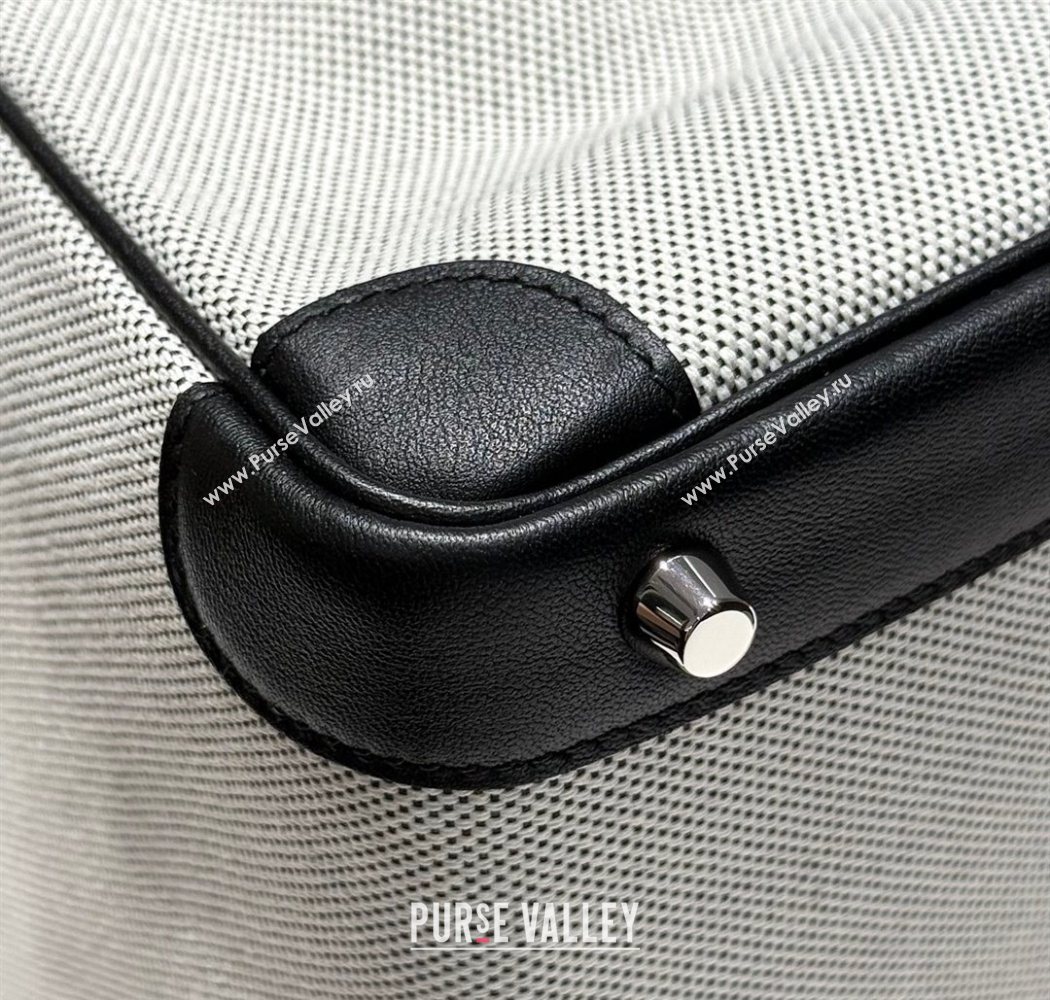 Hermes Birkin 25cm Bag in Canvas and Swift Calfskin Leather with Silver Hardware Black/White 2025 (Half Handmade) (FL-250701092)