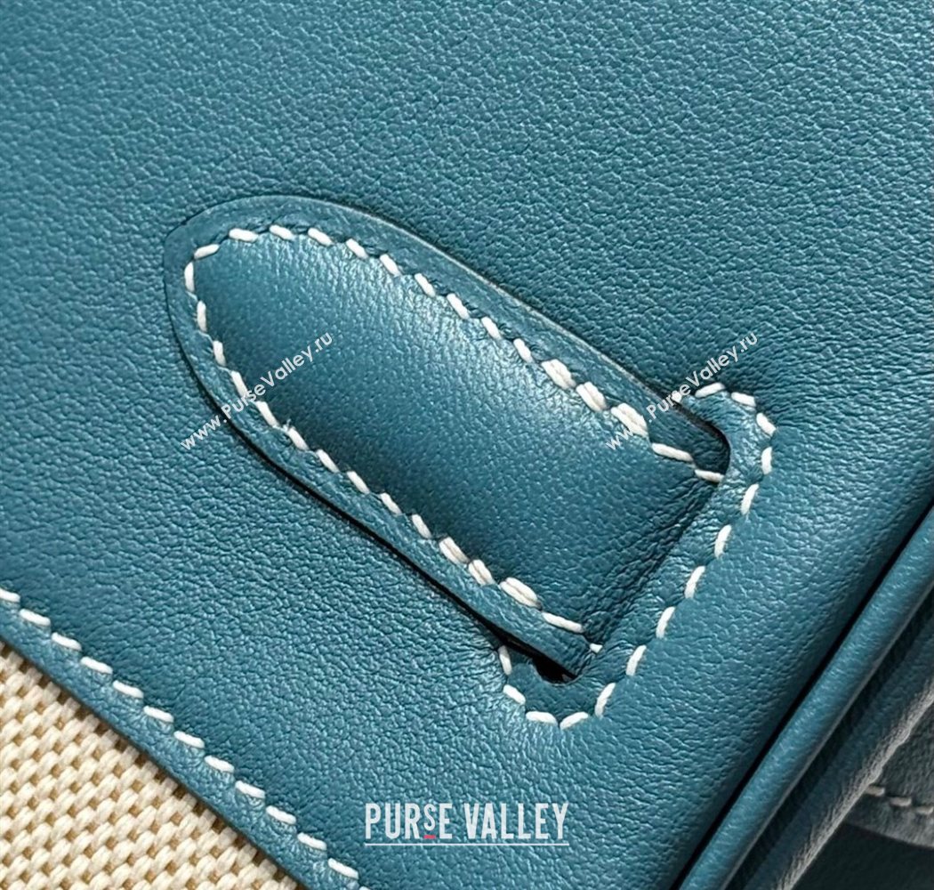 Hermes Birkin 30cm Bag in Canvas and Swift Calfskin with Gold Hardware Denim Blue/Cream White 2025 (Half Handmade) (FL-250701071