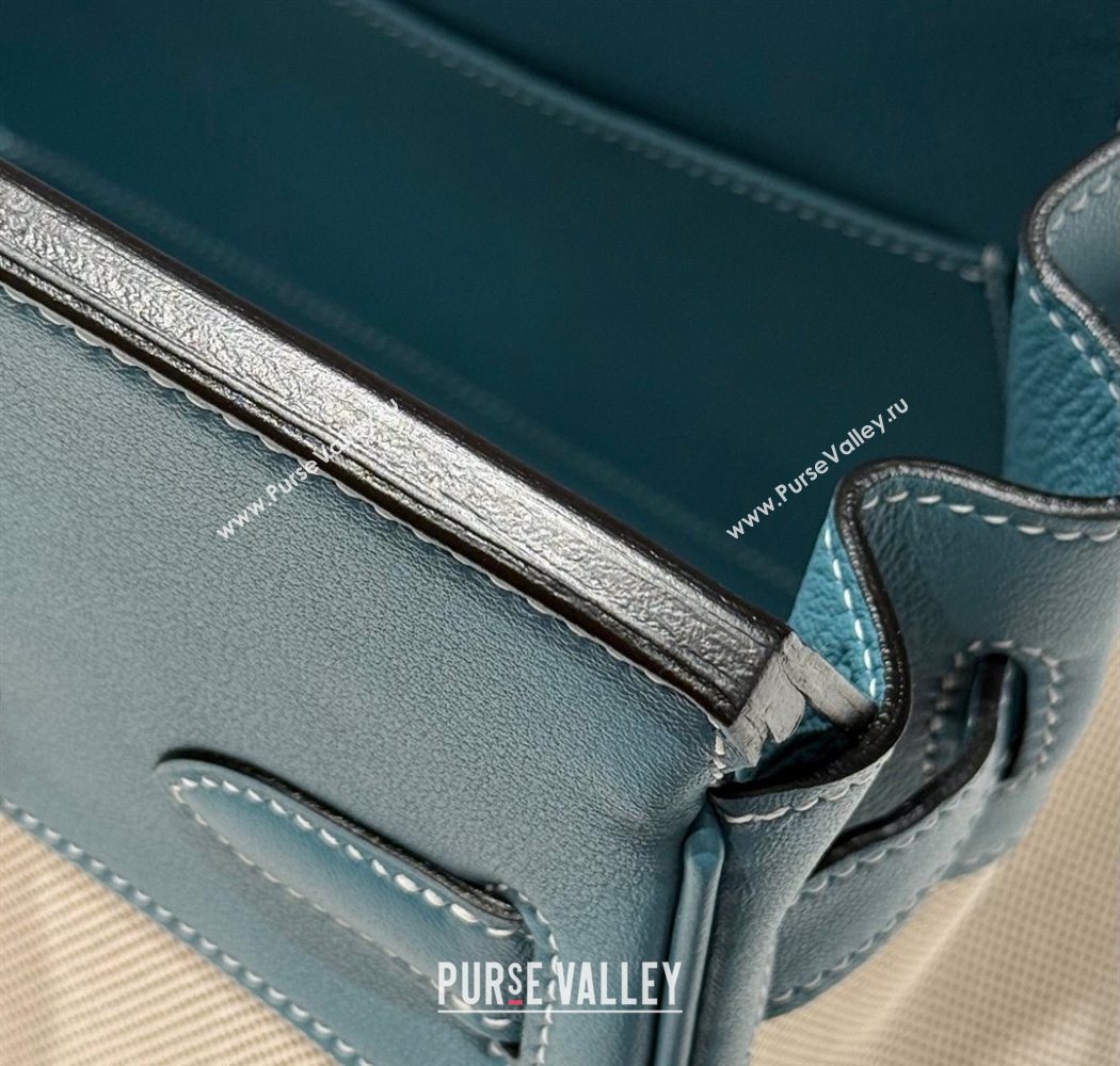 Hermes Birkin 30cm Bag in Canvas and Swift Calfskin with Gold Hardware Denim Blue/Cream White 2025 (Half Handmade) (FL-250701071