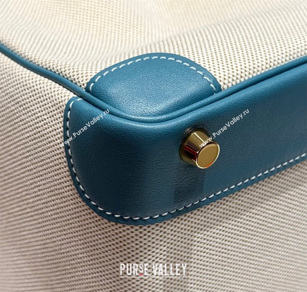 Hermes Birkin 30cm Bag in Canvas and Swift Calfskin with Gold Hardware Denim Blue/Cream White 2025 (Half Handmade) (FL-250701071