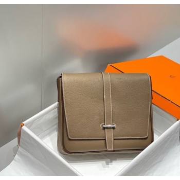 Hermes Steve Light Junior Messenger Bag in Grained Calfskin Elephant Grey 2025 (Half Handmade) (FL-250701067)