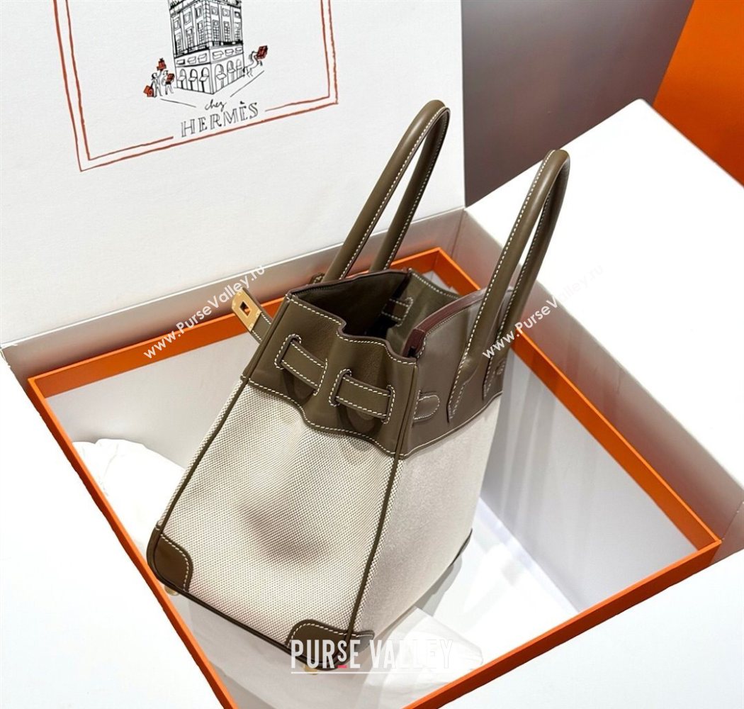 Hermes Birkin 30cm Bag in Canvas and Swift Calfskin with Gold Hardware Elephant Grey 2025 (Half Handmade) (FL-250701072)