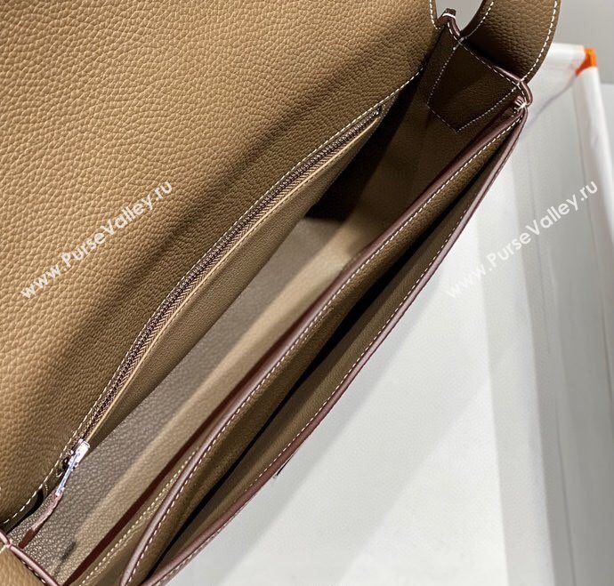 Hermes Steve Light Junior Messenger Bag in Grained Calfskin Elephant Grey 2025 (Half Handmade) (FL-250701067)