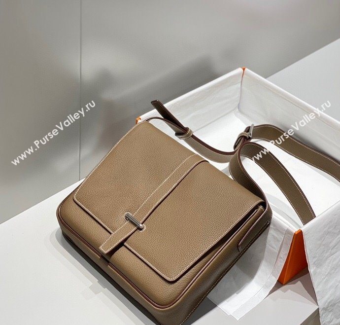 Hermes Steve Light Junior Messenger Bag in Grained Calfskin Elephant Grey 2025 (Half Handmade) (FL-250701067)