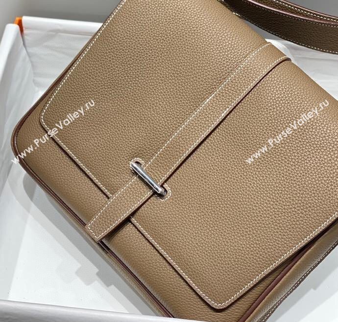 Hermes Steve Light Junior Messenger Bag in Grained Calfskin Elephant Grey 2025 (Half Handmade) (FL-250701067)