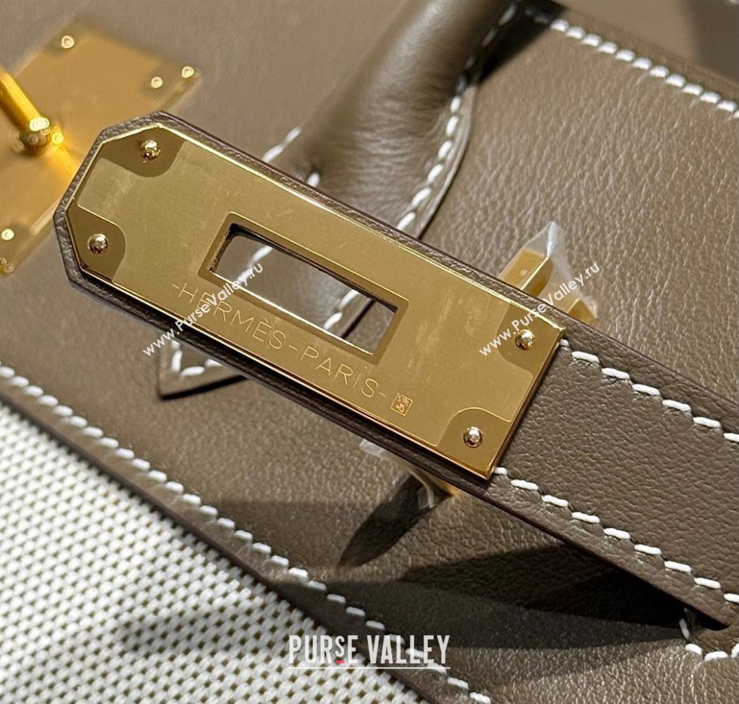 Hermes Birkin 30cm Bag in Canvas and Swift Calfskin with Gold Hardware Elephant Grey 2025 (Half Handmade) (FL-250701072)