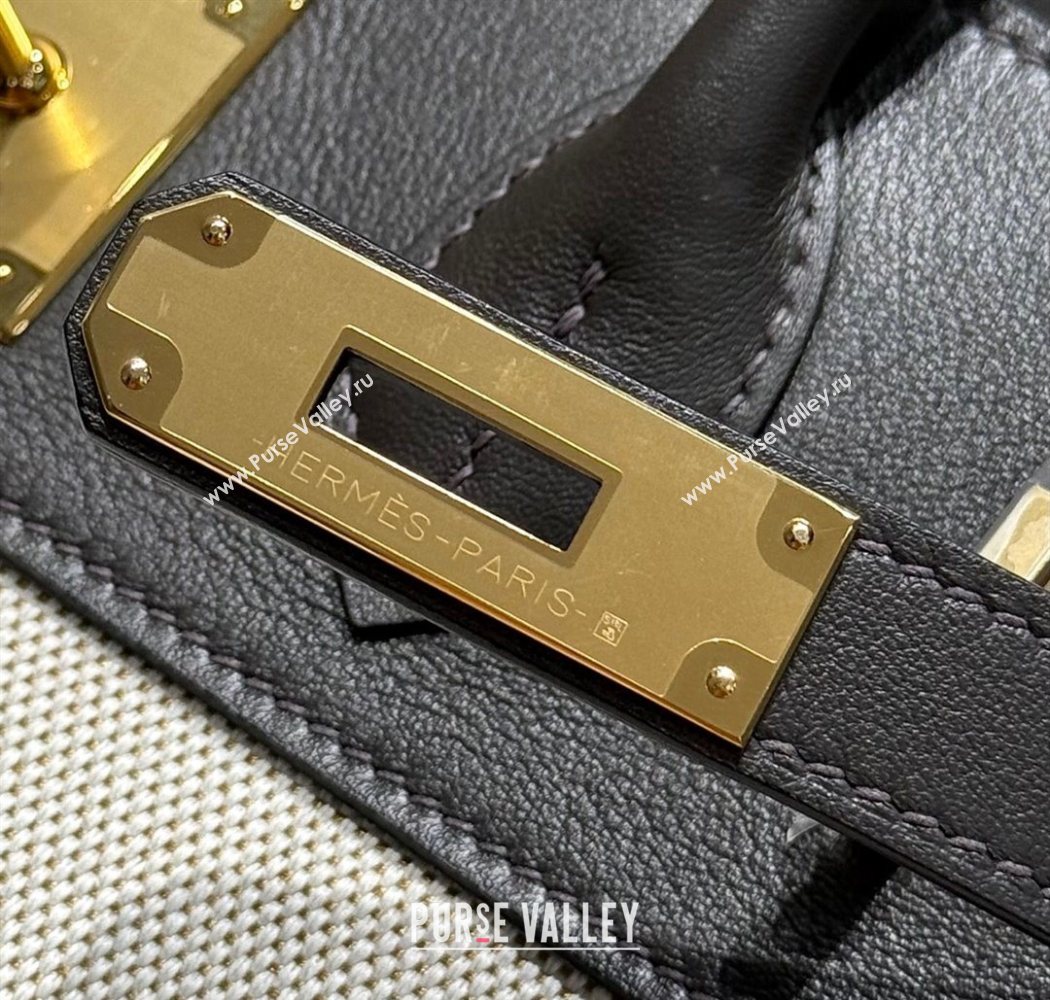 Hermes Birkin 30cm Bag in Canvas and Swift Calfskin with Gold Hardware Ebony 2025 (Half Handmade) (FL-250701073)