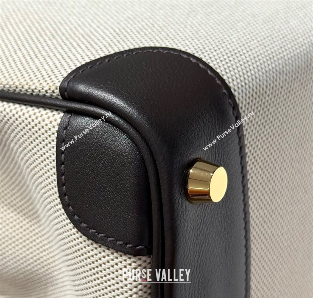 Hermes Birkin 30cm Bag in Canvas and Swift Calfskin with Gold Hardware Ebony 2025 (Half Handmade) (FL-250701073)