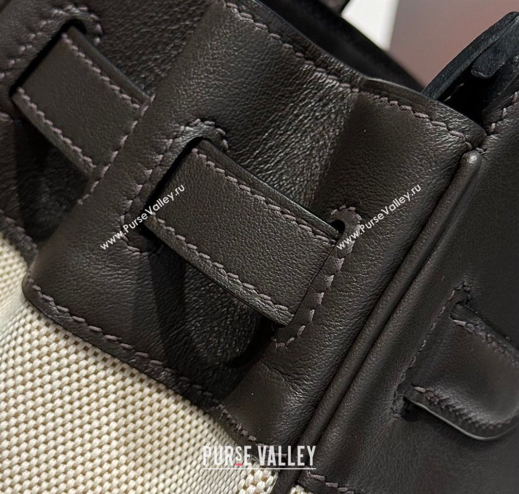 Hermes Birkin 30cm Bag in Canvas and Swift Calfskin with Gold Hardware Ebony 2025 (Half Handmade) (FL-250701073)