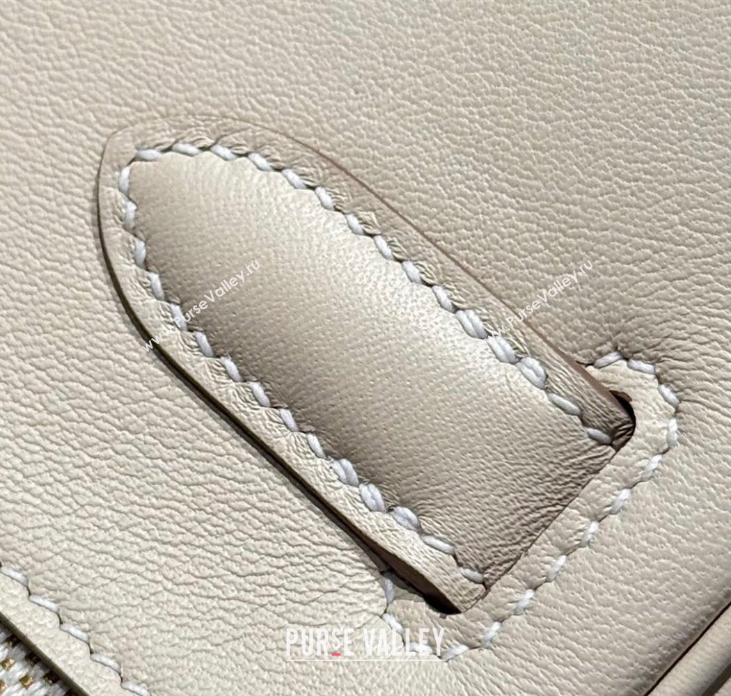 Hermes Birkin 30cm Bag in Canvas and Swift Calfskin with Gold Hardware Milk Shake White 2025 (Half Handmade) (FL-250701074)
