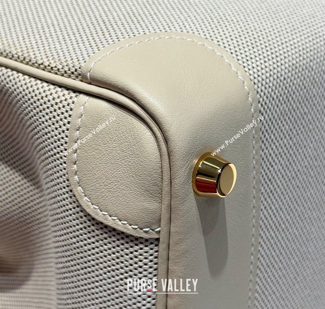 Hermes Birkin 30cm Bag in Canvas and Swift Calfskin with Gold Hardware Milk Shake White 2025 (Half Handmade) (FL-250701074)