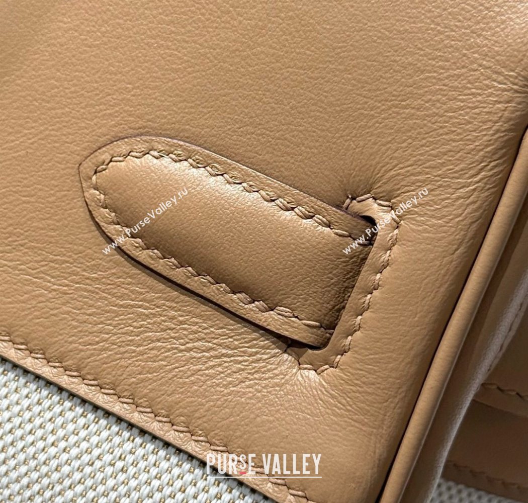 Hermes Birkin 30cm Bag in Canvas and Swift Calfskin with Gold Hardware Milk Tea Beige 2025 (Half Handmade) (FL-250701075)