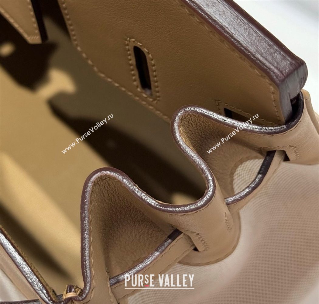 Hermes Birkin 30cm Bag in Canvas and Swift Calfskin with Gold Hardware Milk Tea Beige 2025 (Half Handmade) (FL-250701075)