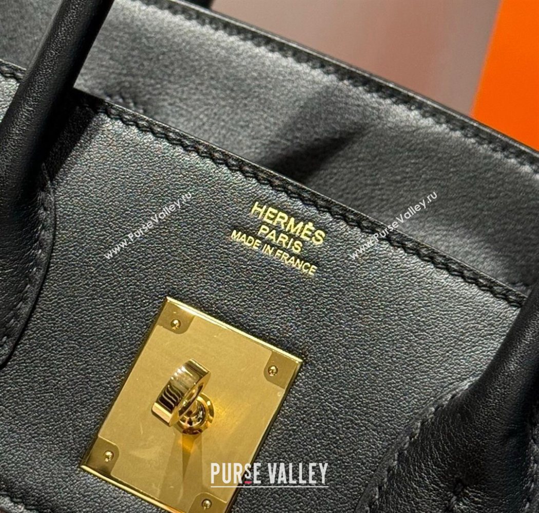 Hermes Birkin 30cm Bag in Waffle Pattern Canvas and Swift Calfskin with Gold Hardware Black/Pale Pink 2025 (Half Handmade) (FL-2