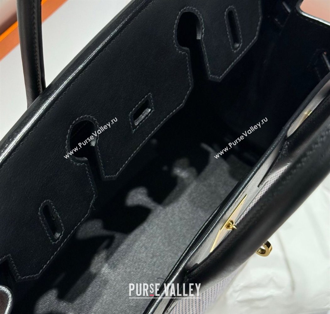 Hermes Birkin 30cm Bag in Waffle Pattern Canvas and Swift Calfskin with Gold Hardware Black/Pale Pink 2025 (Half Handmade) (FL-2