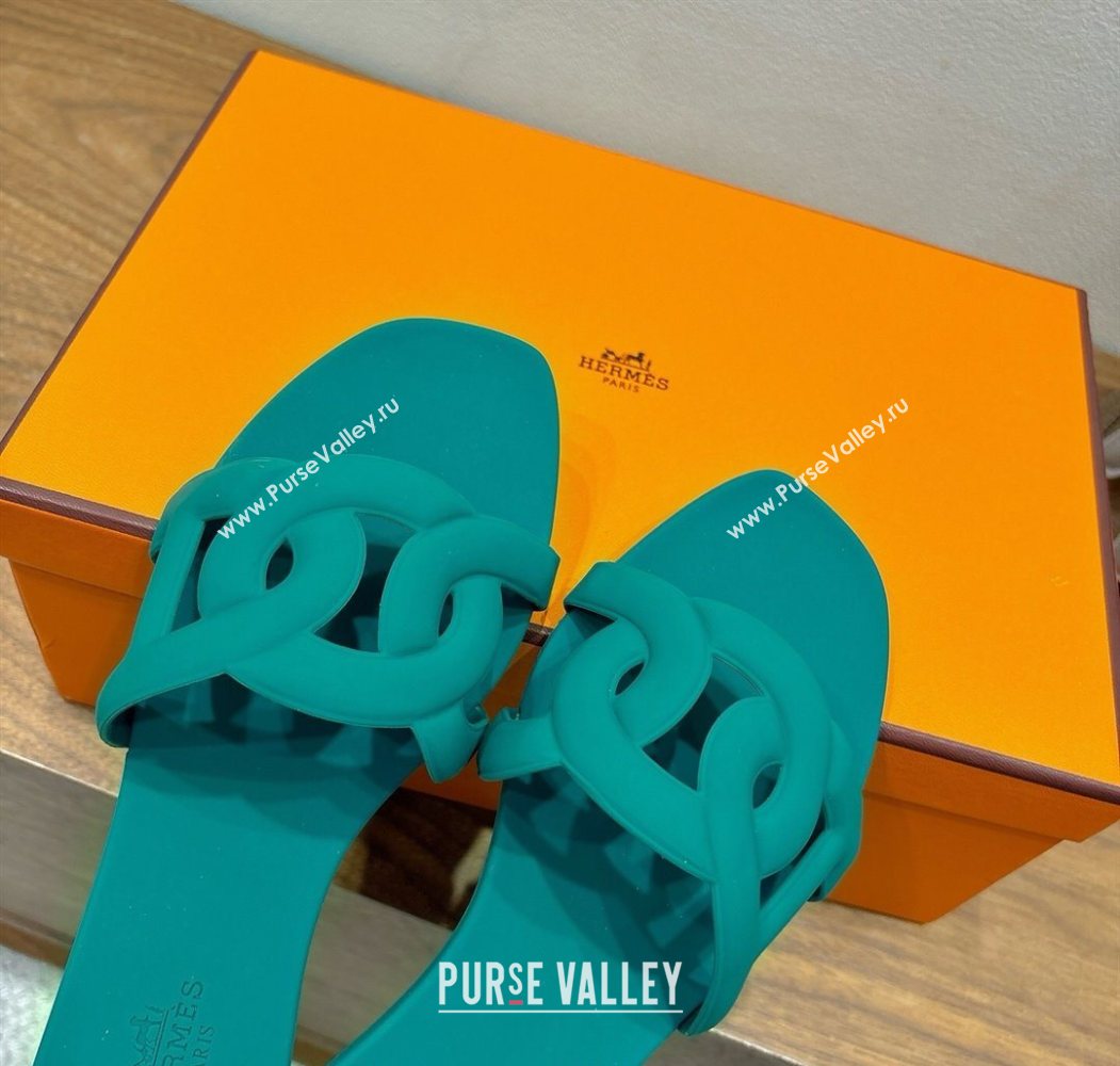 Hermes Chaine dAncre Rubber Flat Thong Slides Sandal Green 2025 H070803 (XC-250708028)
