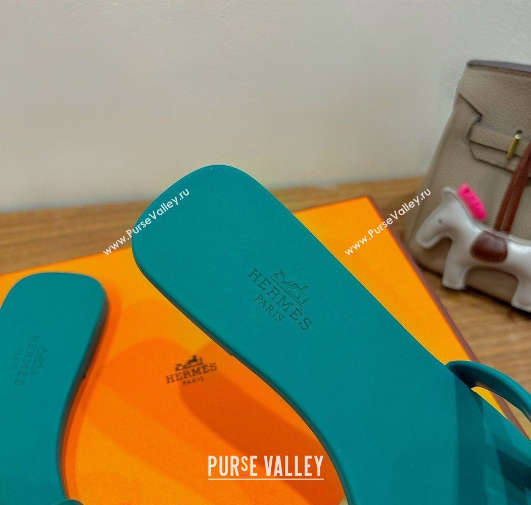 Hermes Chaine dAncre Rubber Flat Thong Slides Sandal Green 2025 H070803 (XC-250708028)