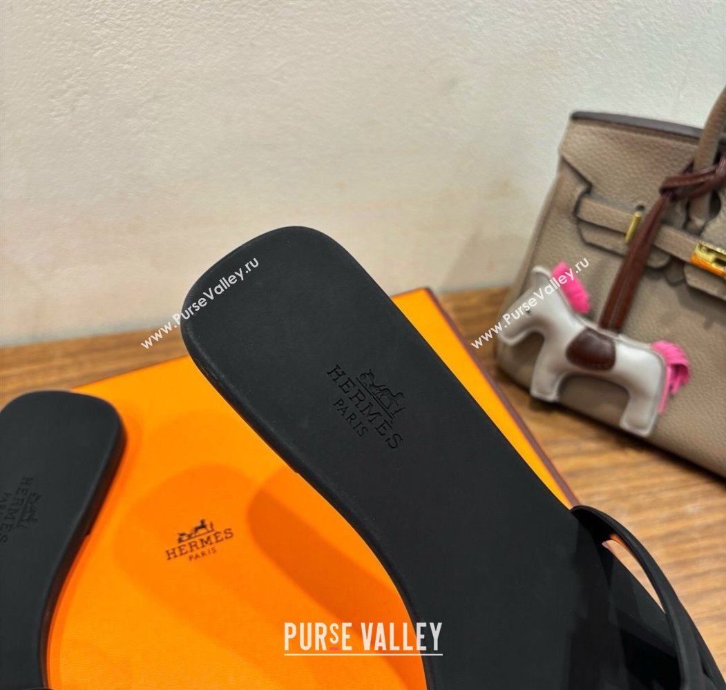 Hermes Chaine dAncre Rubber Flat Thong Slides Sandal Black 2025 H070803 (XC-250708029)