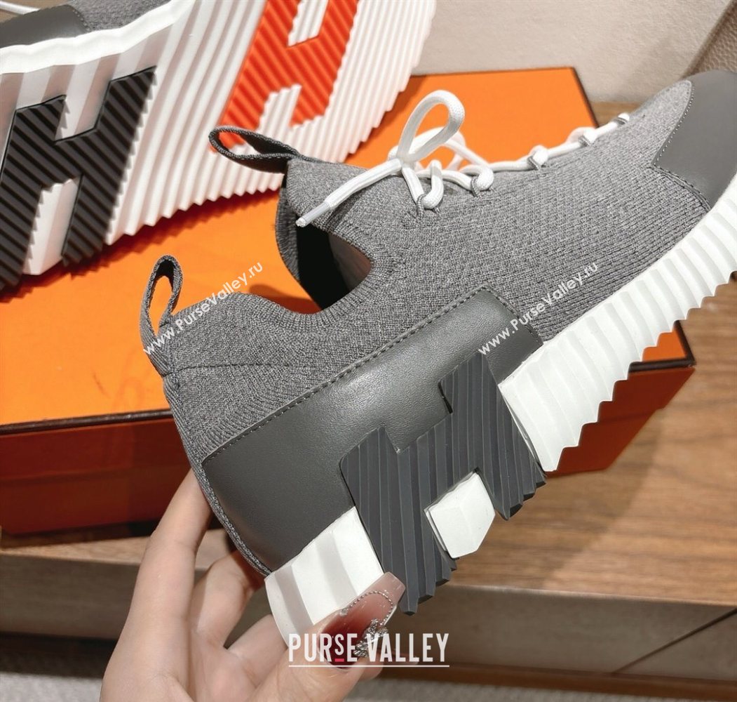 Hermes Lift slip-on sneakers in in knit and smooth calfskin Dark Grey 2025 H252003 (XC-250708060)