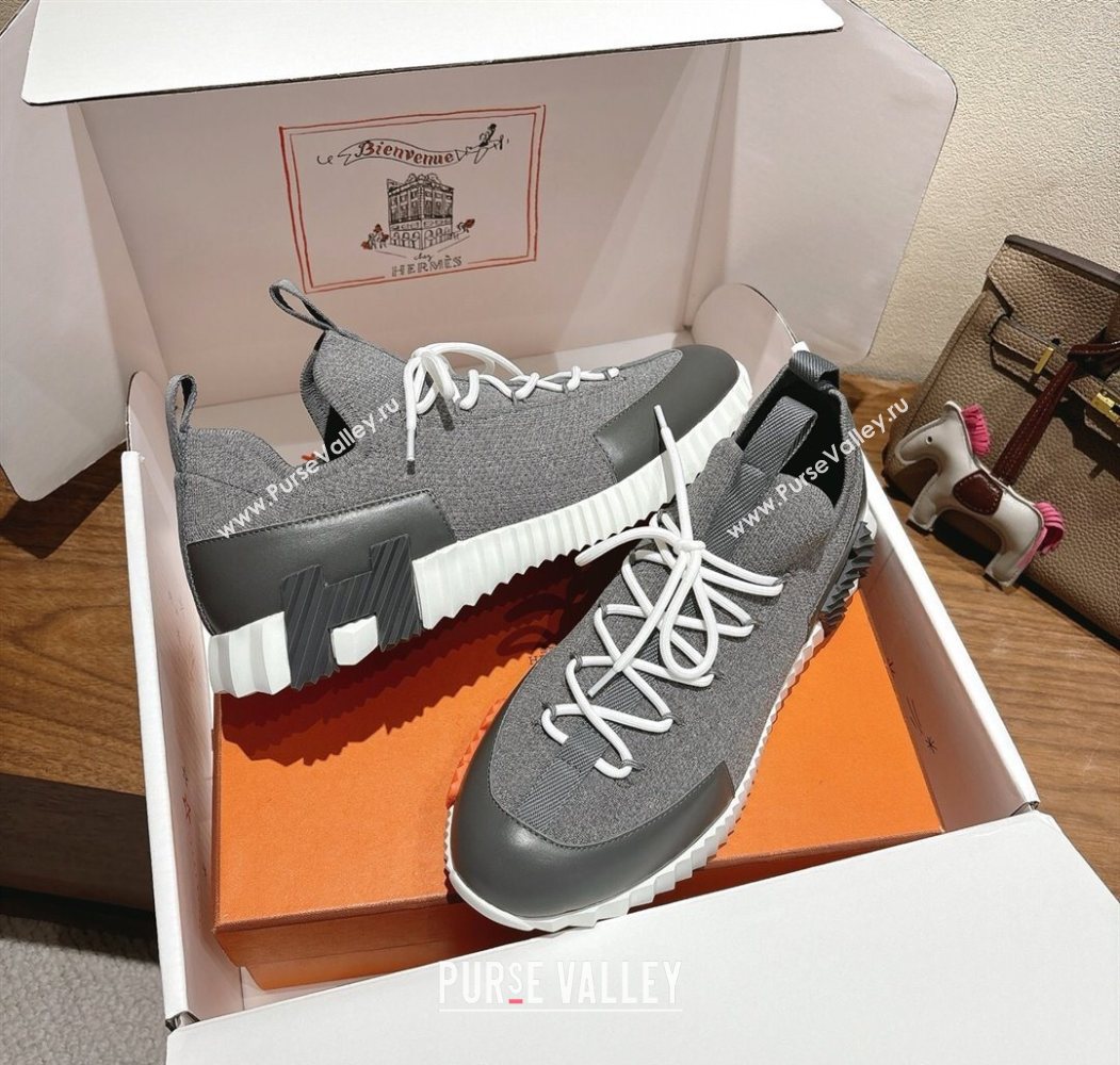 Hermes Lift slip-on sneakers in in knit and smooth calfskin Dark Grey 2025 H252003 (XC-250708060)