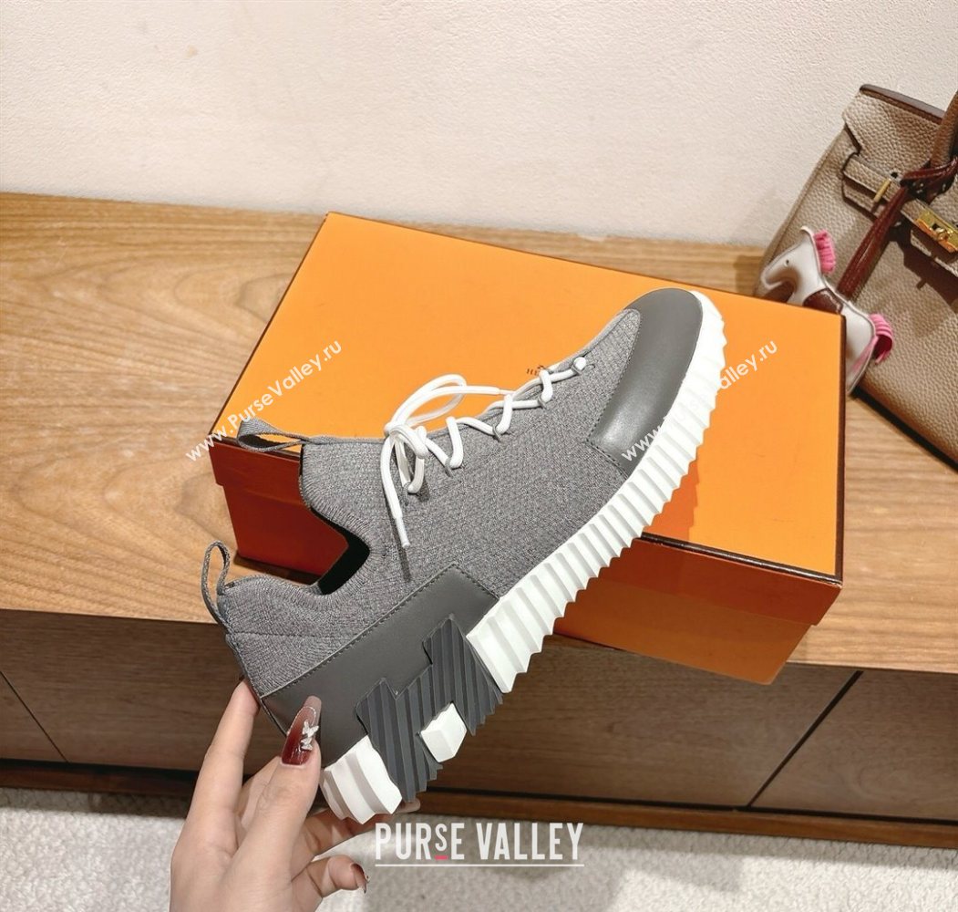 Hermes Lift slip-on sneakers in in knit and smooth calfskin Dark Grey 2025 H252003 (XC-250708060)