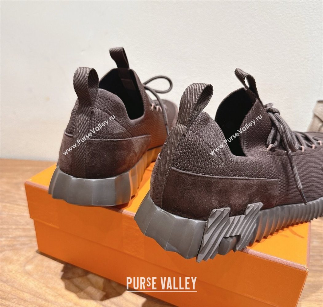 Hermes Lift slip-on sneakers in in knit andsuede Fondant Brown 2025 H252003 (XC-250708064)