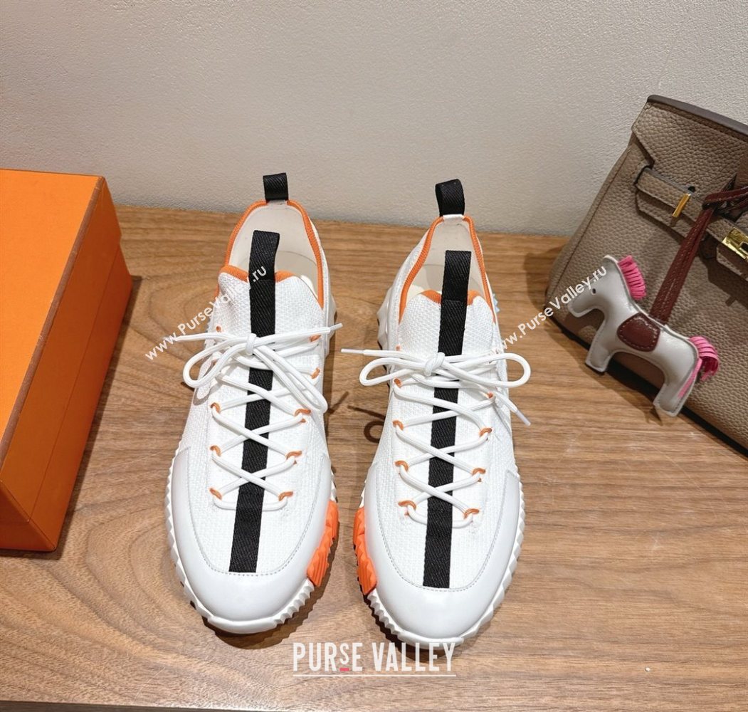 Hermes Lift slip-on sneakers in in knit and smooth calfskin White/Multicolor 2025 H252003 (XC-250708065)