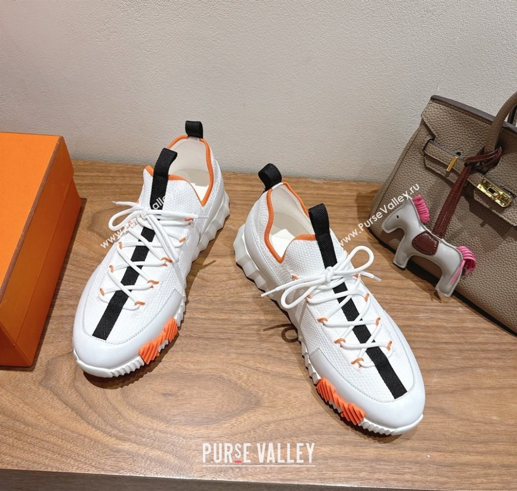 Hermes Lift slip-on sneakers in in knit and smooth calfskin White/Multicolor 2025 H252003 (XC-250708065)