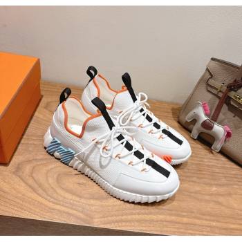 Hermes Lift slip-on sneakers in in knit and smooth calfskin White/Multicolor 2025 H252003 (XC-250708065)