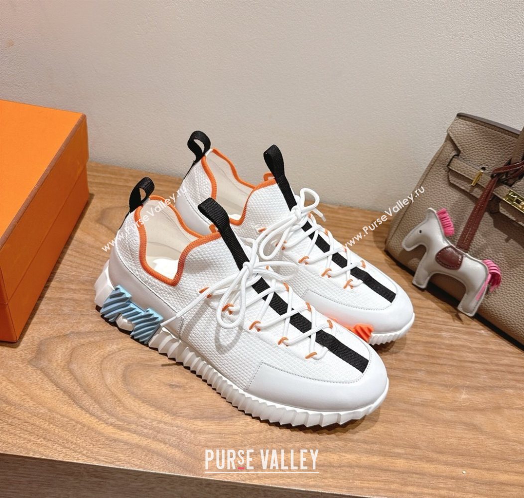 Hermes Lift slip-on sneakers in in knit and smooth calfskin White/Multicolor 2025 H252003 (XC-250708065)