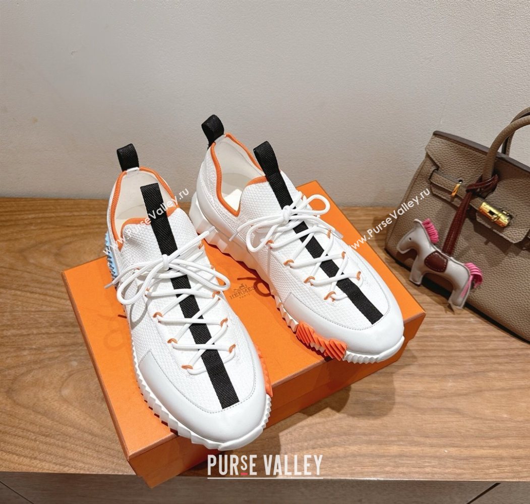 Hermes Lift slip-on sneakers in in knit and smooth calfskin White/Multicolor 2025 H252003 (XC-250708065)