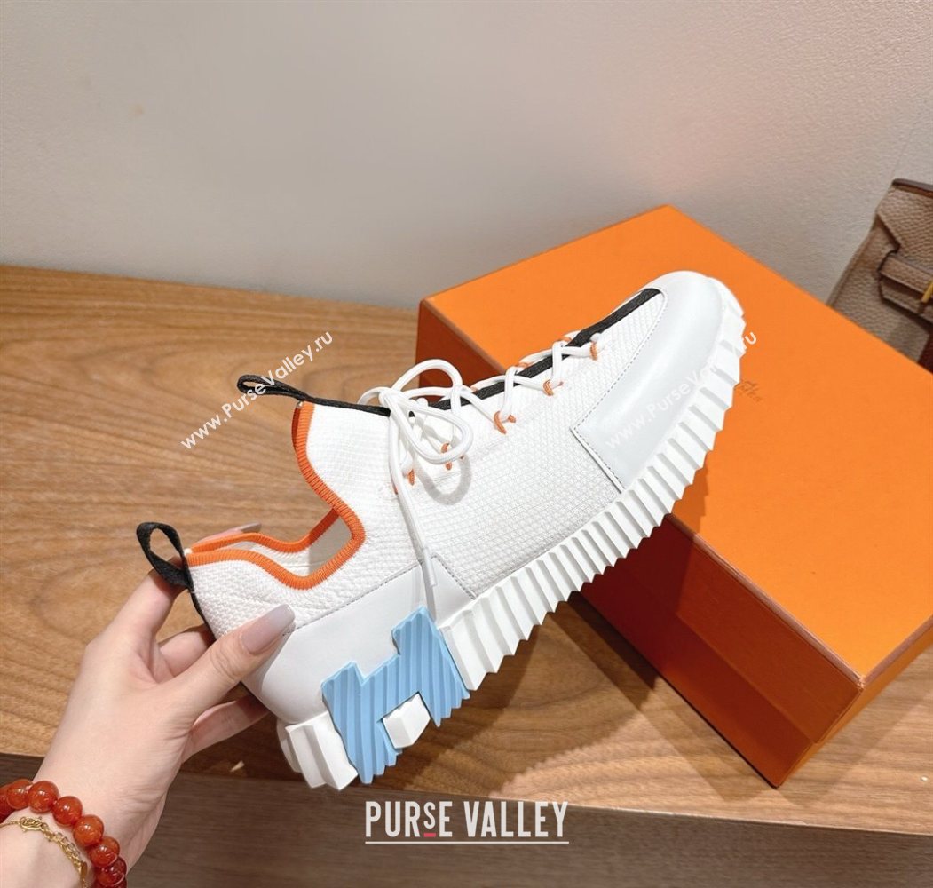 Hermes Lift slip-on sneakers in in knit and smooth calfskin White/Multicolor 2025 H252003 (XC-250708065)