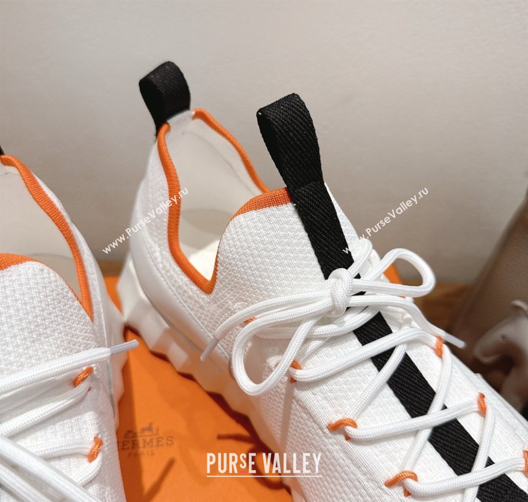 Hermes Lift slip-on sneakers in in knit and smooth calfskin White/Multicolor 2025 H252003 (XC-250708065)