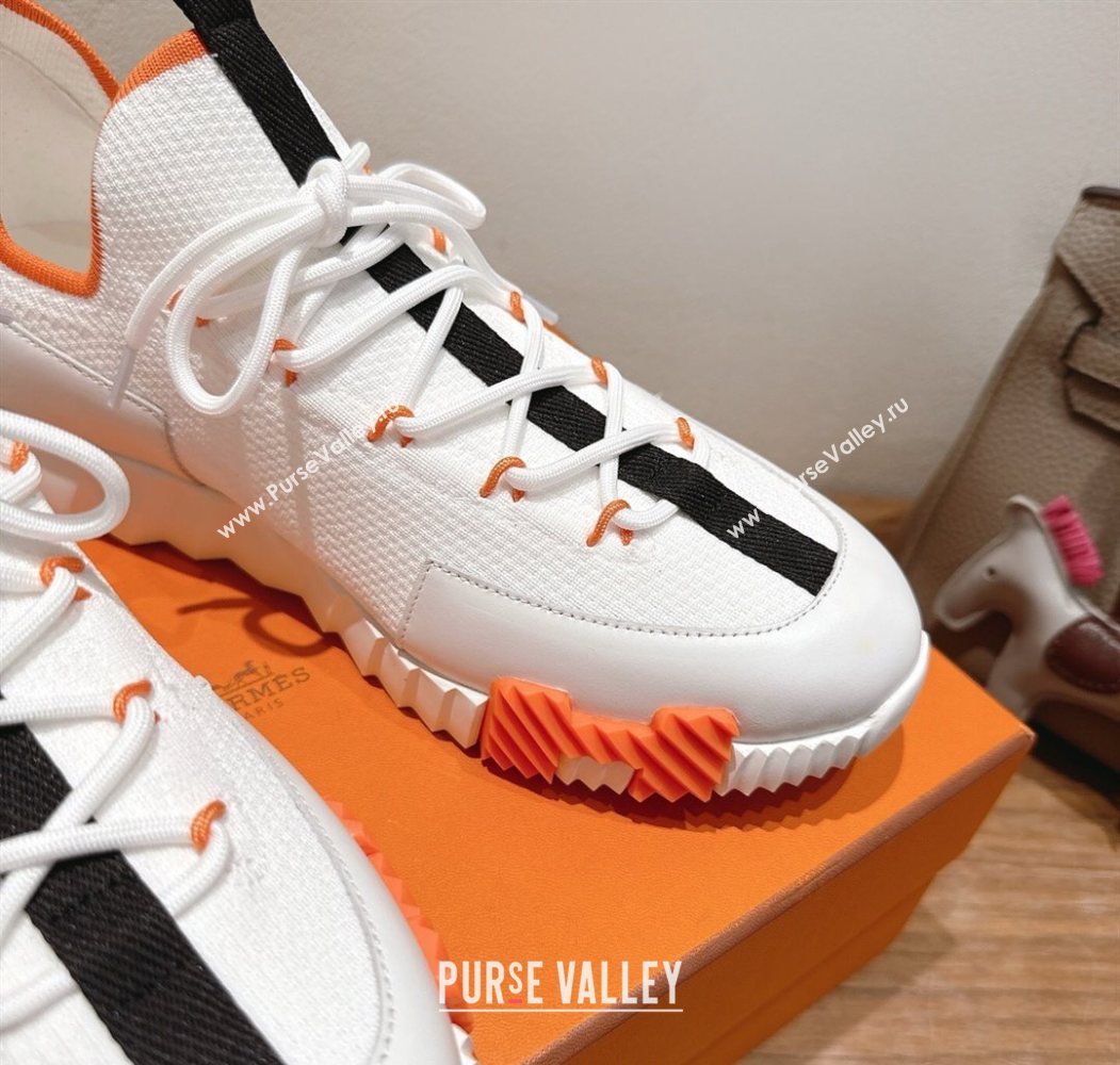 Hermes Lift slip-on sneakers in in knit and smooth calfskin White/Multicolor 2025 H252003 (XC-250708065)